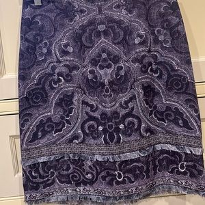 Kobi Halperin Indigo‎ Brocade Print Fringed Skirt US4